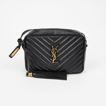 SAINT LAURENT Matelassé Monogram Leder Kamera Tasche Schwarz mit Gold 159098289 [P]