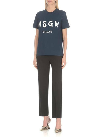 MSGM ブラシド ロゴ 半袖 Tシャツ 3641MDM510 247002 89 133040046 [P]