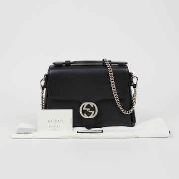 Gucci Interlocking Leather Top Handle Chain Shoulder Bag Black 158796136 [P]