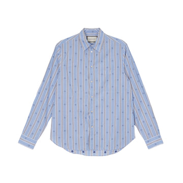 Gucci Bee Embroidered Stripe Shirt 40 Size 158877233 [P]
