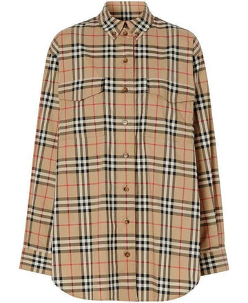 Burberry Vintage Check Stretch Cotton Oversized Shirt 151055217 [P]