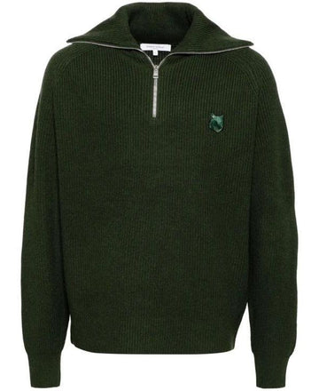 MAISON KITSUNE Boldes Fuchs Kopf Patch Halb-Zip Ripp-Jumper 151060658 [P]