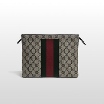 GUCCI Web Clutch Bag aus GG Supreme Canvas Beige 475316 159481735 [P]