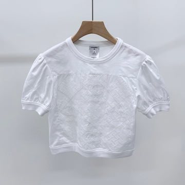 CHANEL CC Logo Short Sleeve Blouse White 25SS 159481769 [P]