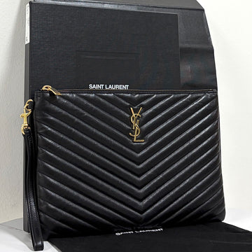 SAINT LAURENT Matelassé Clutch Medium Schwarz (559193) 159490160 [P]