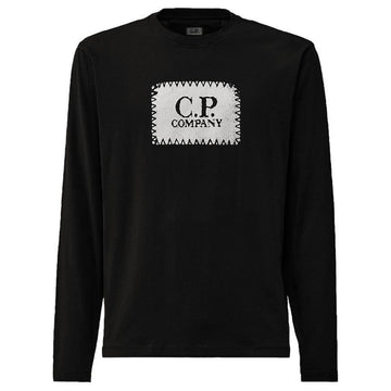 CP COMPANY CP 25SS Logo Etikett Druck Langarm T-Shirt Schwarz 18CMTS137A 005100W 999 137996330 [P]