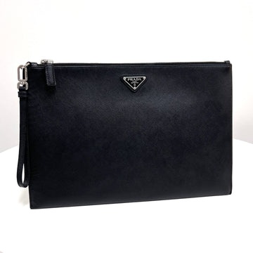 PRADA Saffiano Dreieckslogo Clutch Tasche Schwarz (2NH001) 159515301 [P]