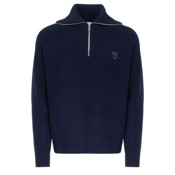 Maison Kitsune BOLD FOX HEAD PATCH HALF ZIP RIBBED JUMPER 147066913 [P]