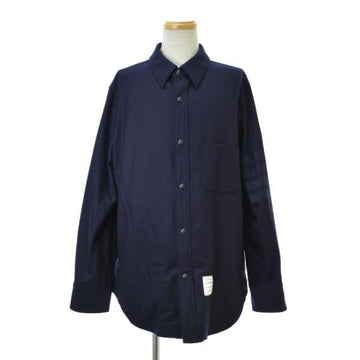 Thom Browne Tonal 4-Bar Stripe Snap Front Cashmere Wool Outer Shirt (MJO055A 06393 415) 149479602 [P]