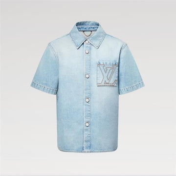 LOUIS VUITTON Kurzarm Denim Hemd 1AGJOP 159533766 [P]