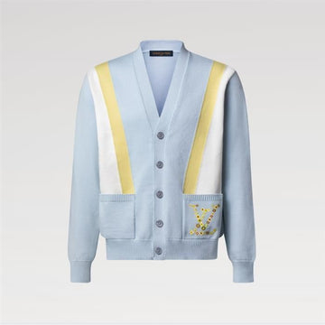 LOUIS VUITTON Bestickte Signature Jacquard Cardigan 1AJRLH / Herren V-Ausschnitt Cardigan 159536211 [P]