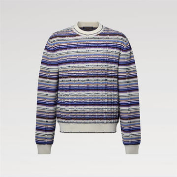 LOUIS VUITTON Gestreiftes Kabelstrick Crewneck 159536215 [P]