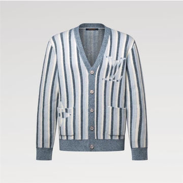 LOUIS VUITTON ジャカードストライプカーディガン / メンズVネックカーディガン 159536236 [P]