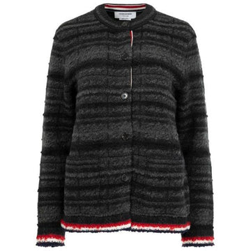 THOM BROWNE 26SS タータンチェックインレイジャカードクルーネックメリノウール＆モヘアカーディガンジャケット 159536857 [P]