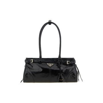 Prada Gold Logo Bonny Medium Shoulder Bag Black 159537202 [P]