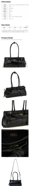 PRADA 金色ロゴボニミディアムショルダーバッグブラック 159537202 [P]