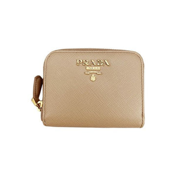 PRADA Münzbrieftasche aus Saffiano-Leder mit goldfarbenem Logo Beige 159537212 [P]