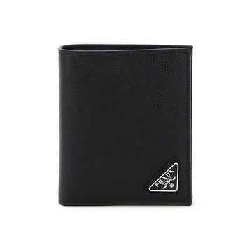 Prada Saffiano Triangle Logo Bi-fold Wallet Black 159537232 [P]