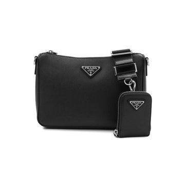 Prada Saffiano Triangle Logo Shoulder & Crossbody Bag Black 159537234 [P]