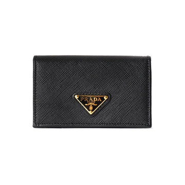 Prada Saffiano Triangle Logo Card Holder Black 159537238 [P]