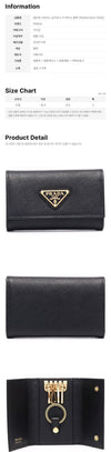 Prada Saffiano Triangle Logo Key Case Black 1PG004 QHH F0002 159537240 [P]