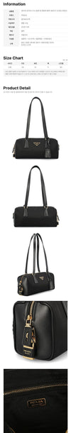 PRADA 26FW トライアングルロゴ リナイロン トップハンドルバッグ ブラック 1BB127 2C8Q F0002 159537261 [P]