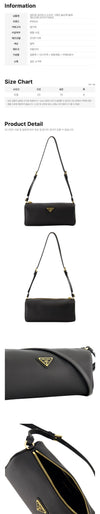 Prada Triangle Logo Soft Grain Shoulder Bag Black 159537273 [P]