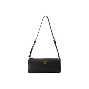 Prada Triangle Logo Soft Grain Shoulder Bag Black 159537273 [P]