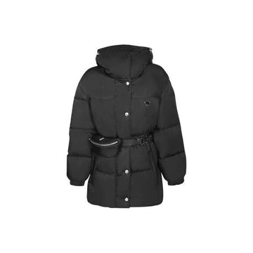 Prada Triangle Logo Pocket Belted Hooded Padded Jacket Black 29X966 1WQ8 F0002 159537281 [P]