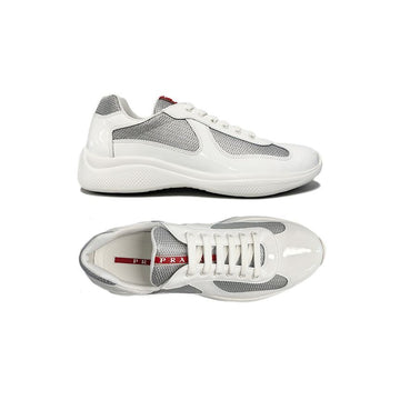 PRADA Amerika Cup Anilin Leder Sneaker Weiß Silber 4E3400 ASZ F0J36 159537289 [P]