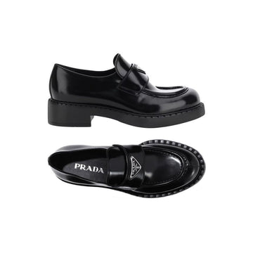 Prada 26FW Women's Triangular Logo Brushed Loafers Black 1D246M ULS F0002 159537290 [P]