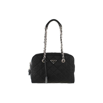 Prada Triangle Logo Pocono Quilted Chain Shoulder Bag Black 1BB903 2AS3 F0002 159537306 [P]