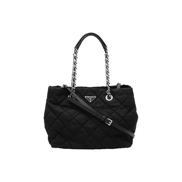 PRADA 26SS トライアングルロゴ ポコノ 2WAY トート＆ショルダーバッグ ブラック 1BG740 2AS3 F0002 159537308 [P]