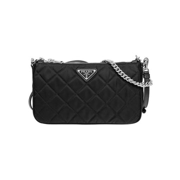 PRADA ナイロンキルティング三角ロゴショルダー＆クロスバッグ ブラック 1BH026 2AS3 F0002 159537309 [P]