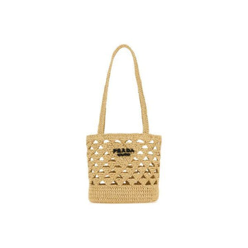 PRADA ロゴ刺繍クロシェトートバッグナチュラル1BG4942M2TF0018 159537318 [P]