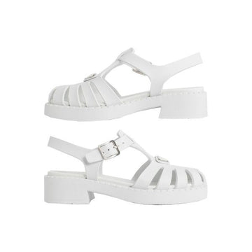 Prada Triangle Logo Buckle Sandals Bianco 1X857M 3LKK F0009 159537323 [P]