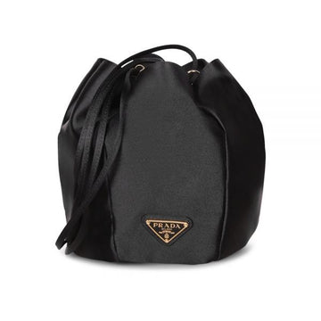 Prada Mini Bucket Bag with Triangle Logo in Satin Black 1BE103 AC4 F0002 159537355 [P]
