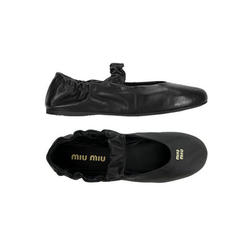 Miu Miu Gold Logo Ballerina Flats Black 5F340E EFX F0002 159537515 [P]