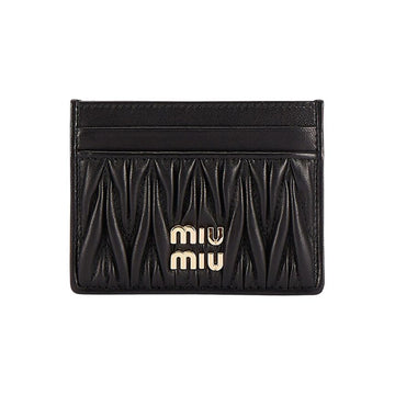 MIU MIU Kunstleder-Kartenetui mit Matelassé-Muster und goldfarbenem Logo, schwarz 159537525 [P]