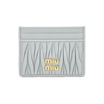 MIU MIU 金具ロゴマトラッセカードケースパールグレー 159537528 [P]