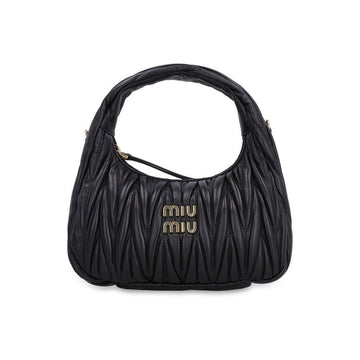 Miu Miu Matelassé Gold Logo Tote & Shoulder Bag Black 159537529 [P]