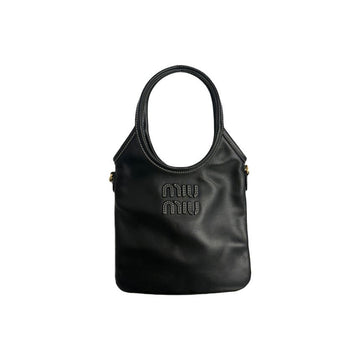 MIU MIU 26FW Logo bestickte Ivy Leder Handtasche Schwarz 159537539 [P]