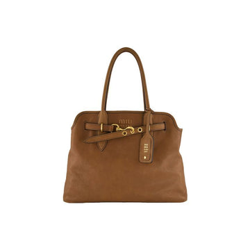 MIU MIU エンボスドロゴ アバンチュール ナッパレザー ミディアム トートバッグ オーク 5BG291 2BBL F0316 159537543 [P]