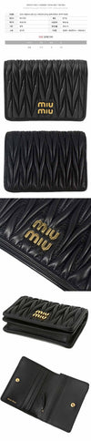 Miu Miu Matelassé Gold Logo Zip Pocket Wallet Black 159537546 [P]