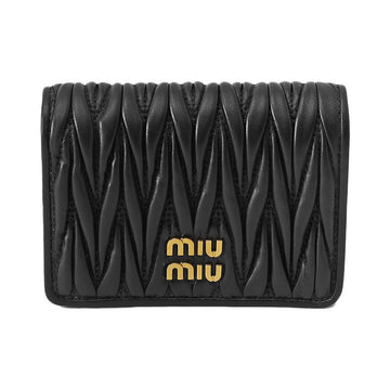 Miu Miu Matelassé Gold Logo Zip Pocket Wallet Black 159537546 [P]