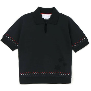 THOM BROWNE コットンミラノスタースノークリスタル刺繍ポロ 156476808 [P]