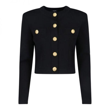Balmain Round Collar Compact Viscose Cardigan 159538065 [P]