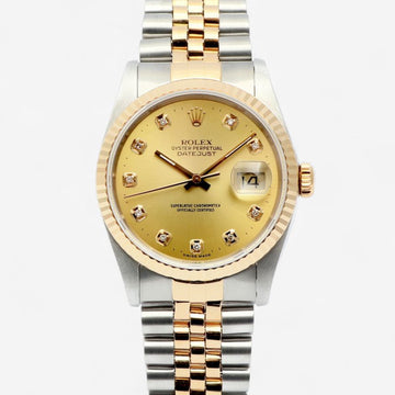 ROLEX デイトジャスト 36 アフターダイヤ シャンパンゴールド メンズ コンビ ウォッチ 1990年製 159539679 [P]