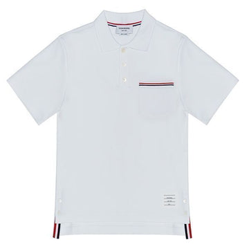 THOM BROWNE インターロックショートスリーブポケットポロシャツ MJP171AJ0029-100 56277684 [P]