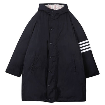 THOM BROWNE Navy Polyester Twill Daunenfüllung Kapuzen Fußball 4-Streifen Parka MOD064X07259-415 77310290 [P]
